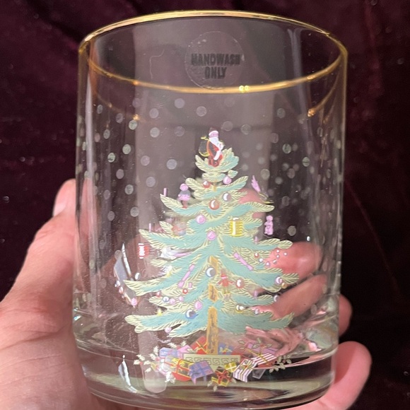 NEW Spode x 2 Double Old Fashioned Christmas Tree Gold Rim Replacement Glasses - Picture 4 of 7